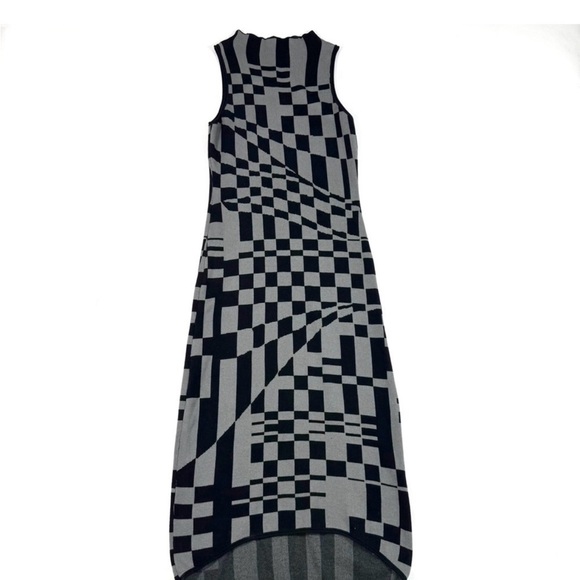 Anthropologie NWT Daily Practice Black and Gray Geometric Midi Dress - Picture 3 of 5